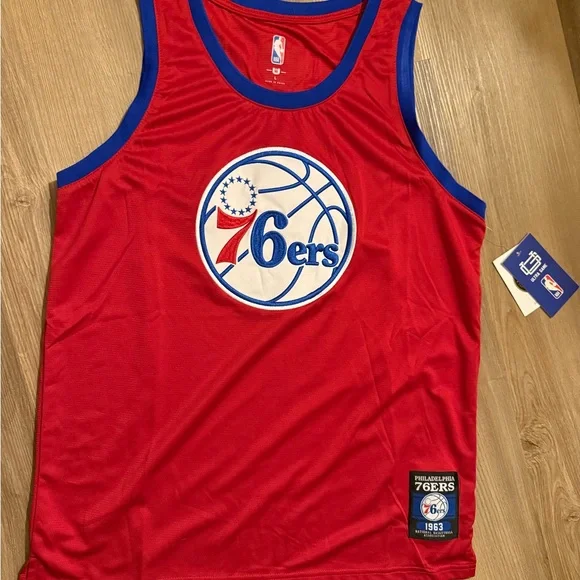 Red Basketball Jersey with Blue Trim